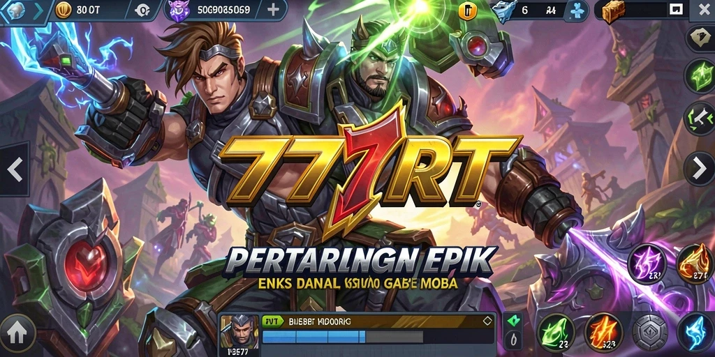 Tampilan pertarungan tim yang mendebarkan dalam game MOBA 777RT.
