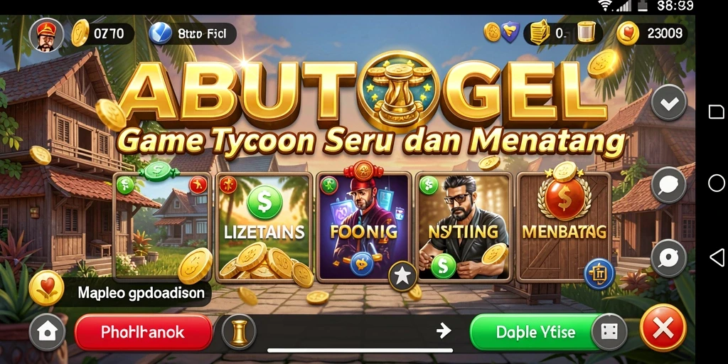 Tampilan gameplay ABUTOGEL yang menarik dan penuh strategi Tycoon.