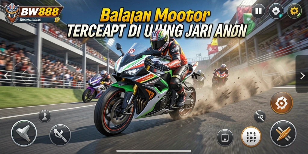 Tampilan seru gameplay balapan motor di BW888.