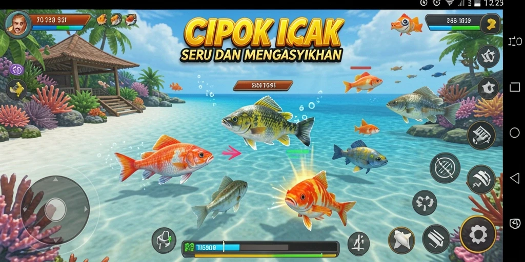 Screenshot gameplay menampilkan aksi seru menembak ikan.
