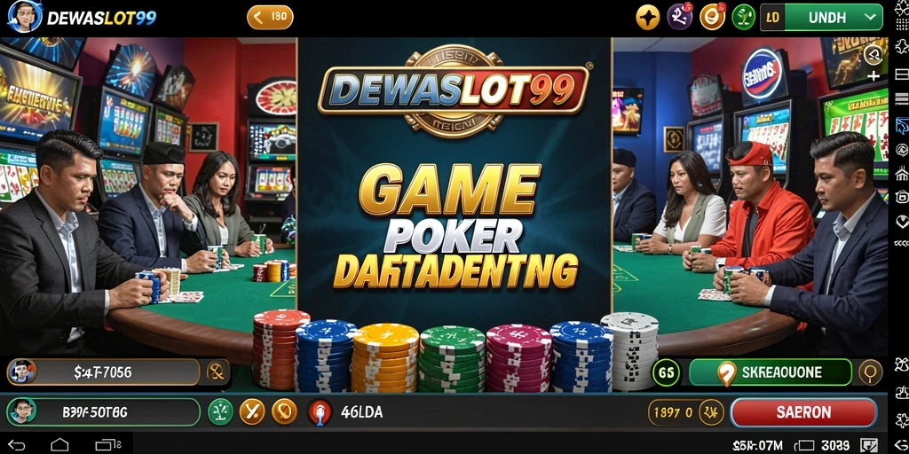 Tampilan gameplay poker yang menarik dan interaktif di DEWASLOT99.