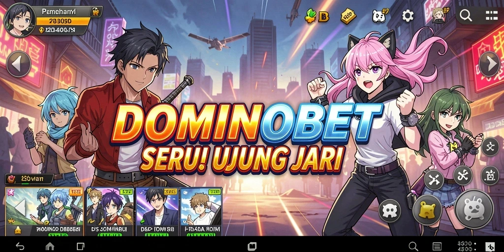 Screenshot gameplay <strong>DOMINOBET</strong> menunjukkan aksi seru dengan karakter Anime.