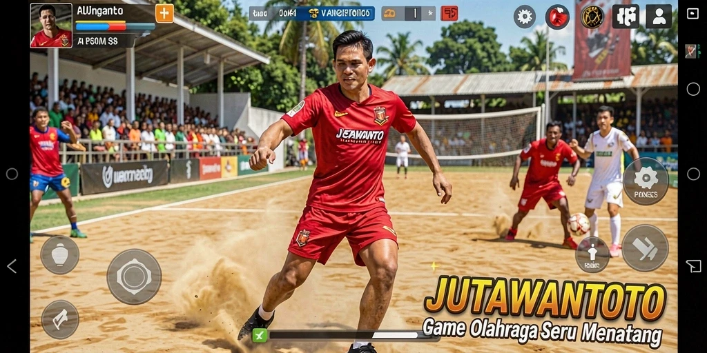 Tampilan gameplay seru dalam JUTAWANTOTO menunjukkan aksi olahraga.
