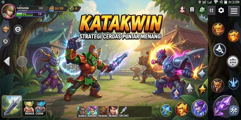 Tampilan gameplay KATAKWIN yang menantang dan strategis.