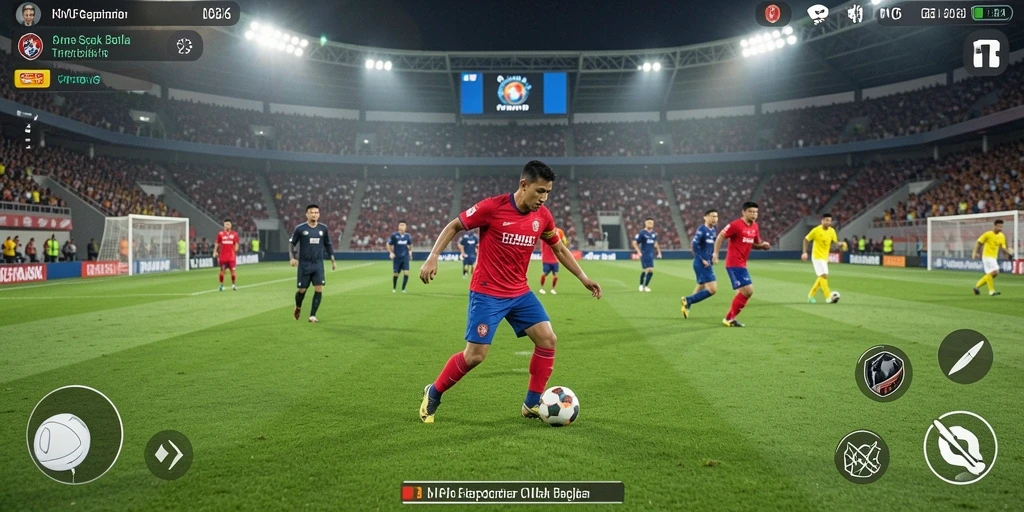 Gameplay N06 yang menampilkan aksi sepak bola yang seru dan mendebarkan.