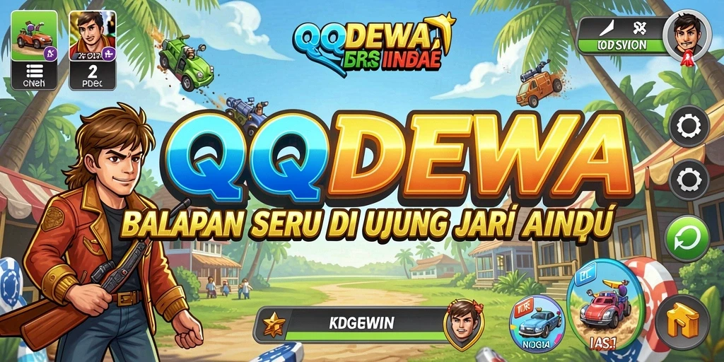 Tampilan gameplay QQDEWA yang mendebarkan dengan mobil balap cepat.