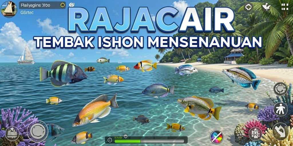 Gameplay seru RAJACAIR dengan berbagai ikan untuk ditangkap.