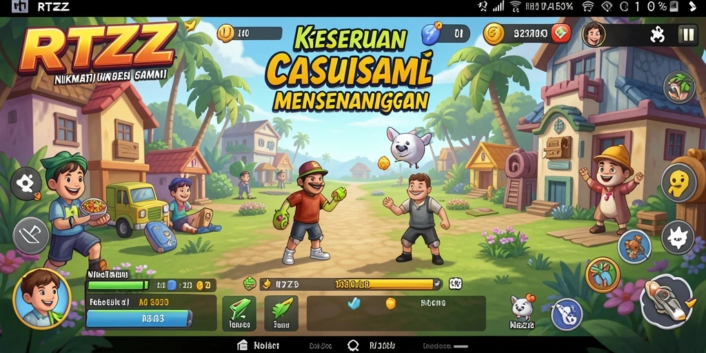 Screenshot utama RTZZ menampilkan gameplay seru dan penuh warna.