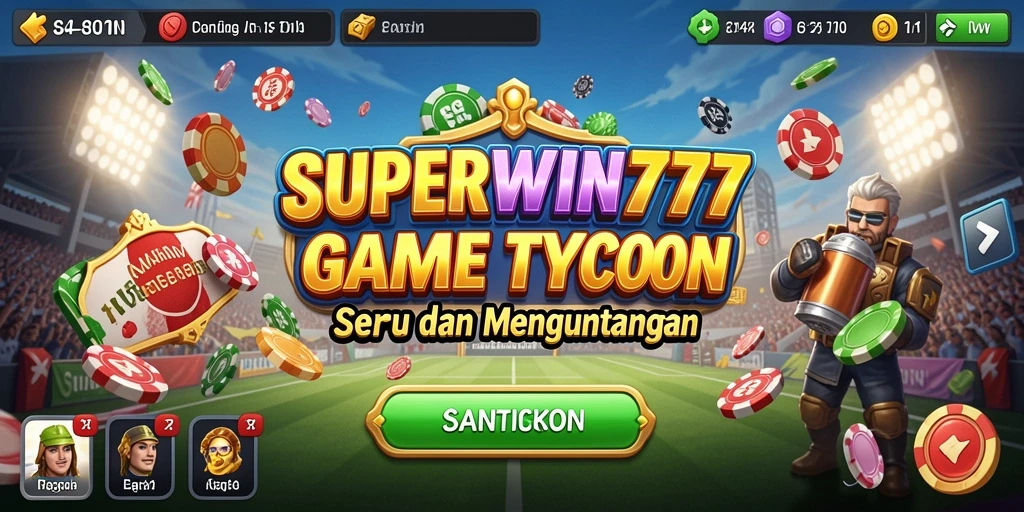 Screenshot gameplay SUPERWIN777 menampilkan aksi membangun bisnis Tycoon.