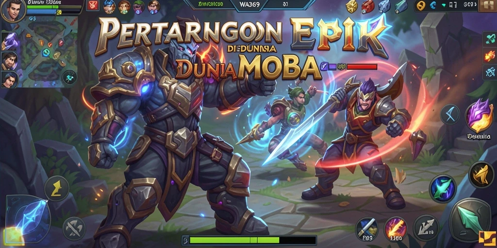 Screenshot gameplay WA369 menunjukkan pertarungan seru antara tim di arena MOBA.