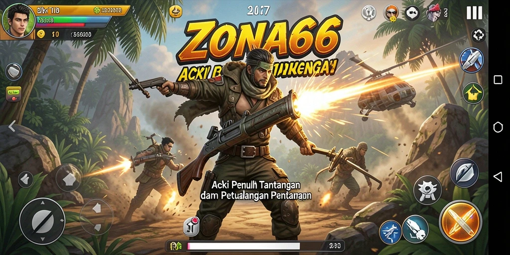 Screenshot memperlihatkan aksi seru dalam gameplay ZONA66.